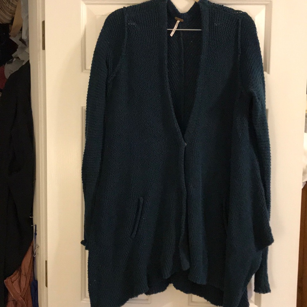 Free People Teal Cardigan Sweater